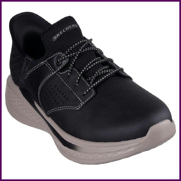 Men's Slip-On Sneakers with Memory Foam Size 9-10.5 Leather & Mesh